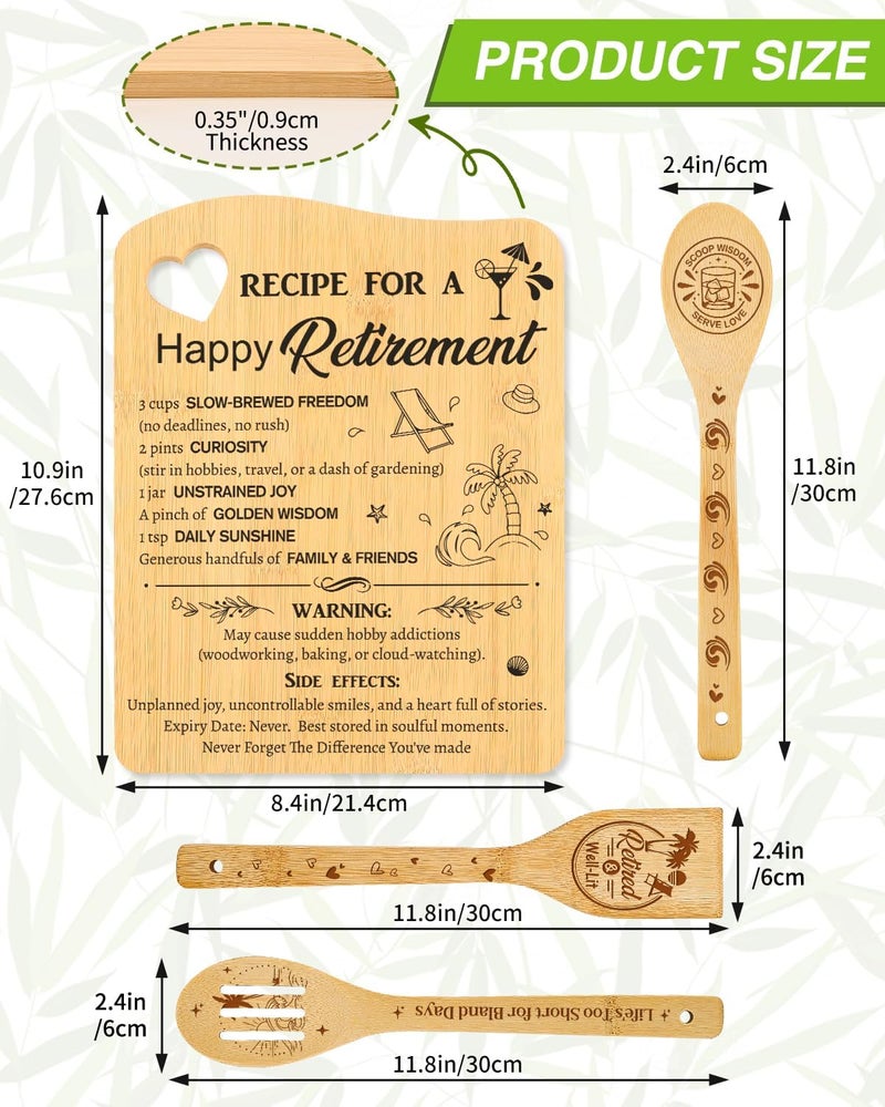 Aremdys Retirement Gifts for Women, Recipe for A Happy Retirement Cutting Board Kitchen Decoration for Retired Coworker, Boss, Nurse, Teacher, Friend, Mom,2025 Retirement Gift Idea - Image 2